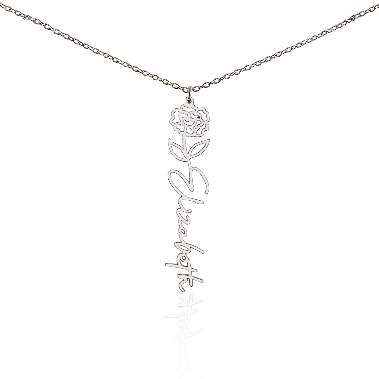 No Rain, No Flowers - Personalized Birth Flower & Name Necklace