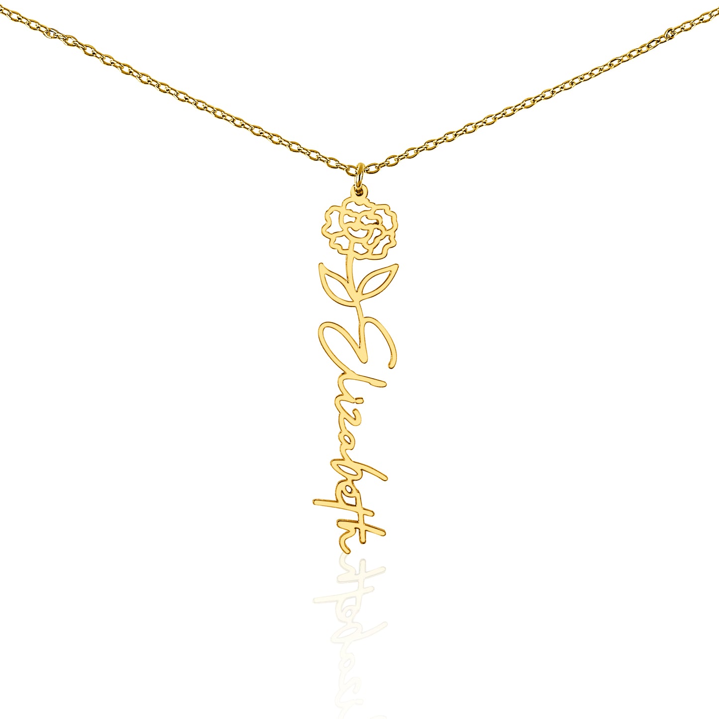 No Rain, No Flowers - Personalized Birth Flower & Name Necklace
