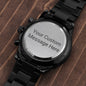 Personalized Black Engraved Chronograph Watch