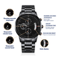 Personalized Black Engraved Chronograph Watch