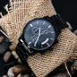 Personalized Black Engraved Chronograph Watch