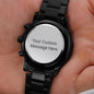 Personalized Black Engraved Chronograph Watch