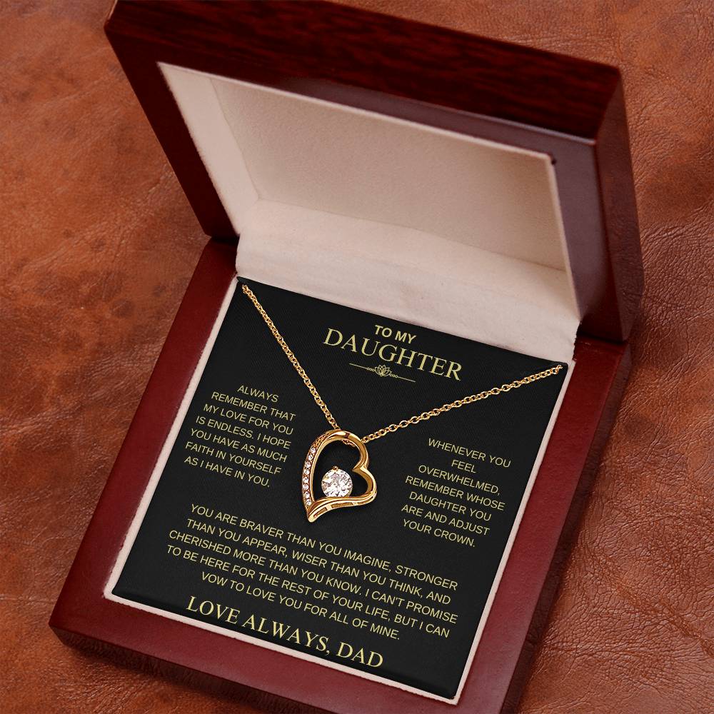 To My Daughter From Dad "Never Forget That I Love You" Heart Necklace