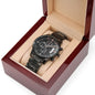 Personalized Black Engraved Chronograph Watch