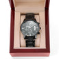 Personalized Black Engraved Chronograph Watch