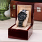 Personalized Black Engraved Chronograph Watch