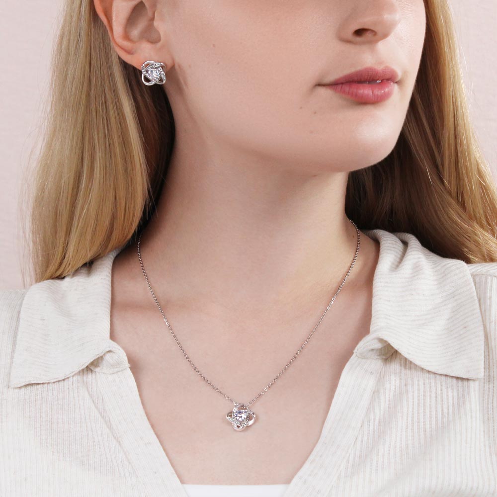 To My Wife - Find You Sooner And Love You Longer - Love Knot Necklace & Earring Set