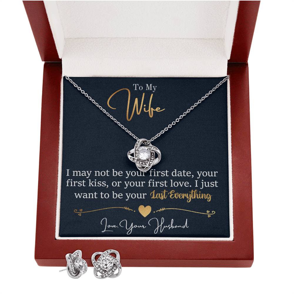To My Wife - Your Last Everything - Love Knot Necklace & Earring Set