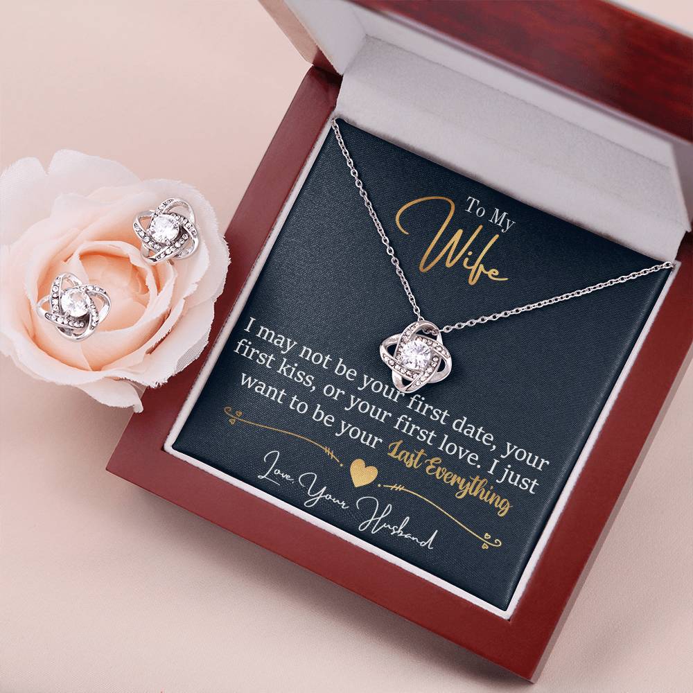To My Wife - Your Last Everything - Love Knot Necklace & Earring Set