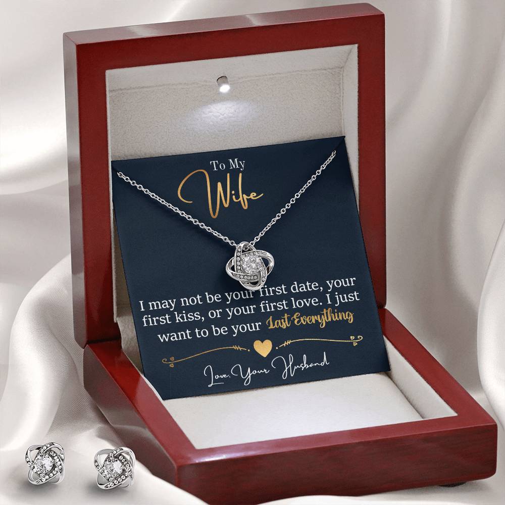 To My Wife - Your Last Everything - Love Knot Necklace & Earring Set