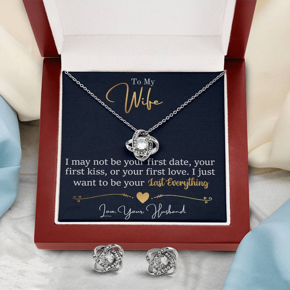 To My Wife - Your Last Everything - Love Knot Necklace & Earring Set