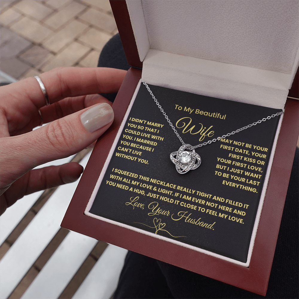 Gift For Wife - "I Can't Live Without You" Love Knot Necklace