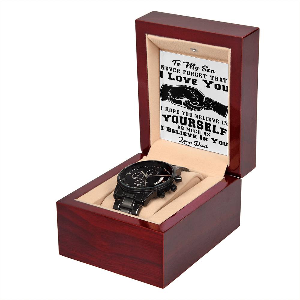 To My Son - Never Forget - Black Chronograph Watch