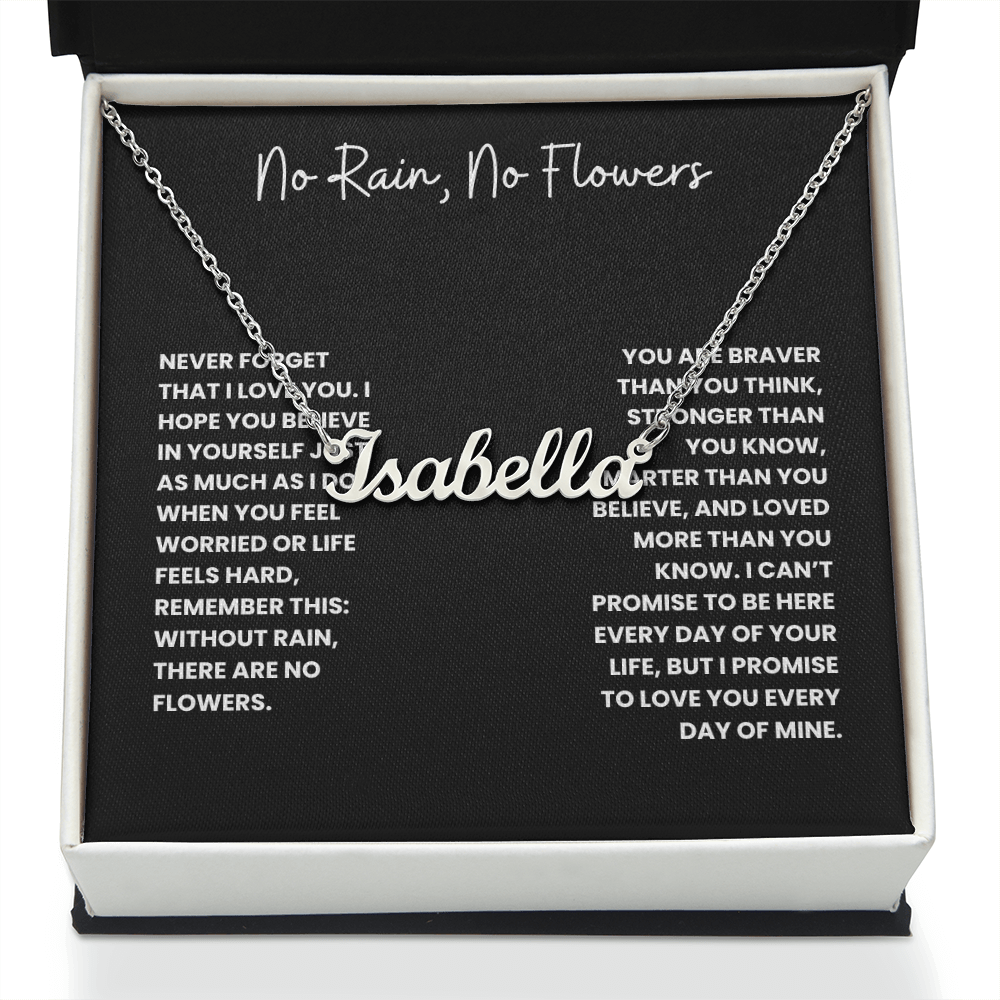 No Rain, No Flowers- Custom Name Necklace