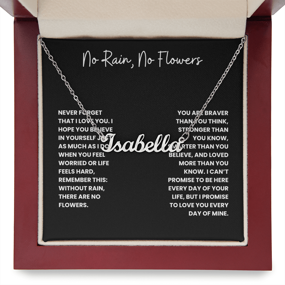 No Rain, No Flowers- Custom Name Necklace