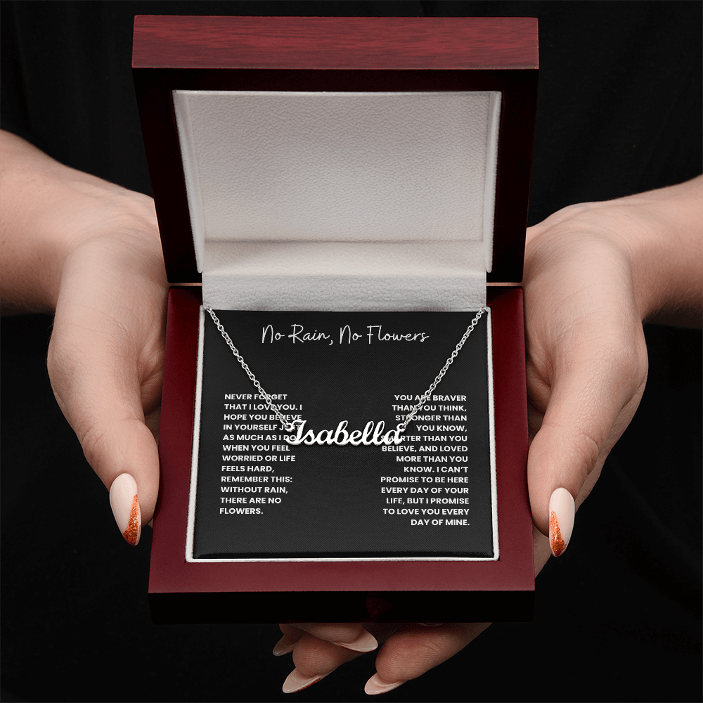 No Rain, No Flowers- Custom Name Necklace
