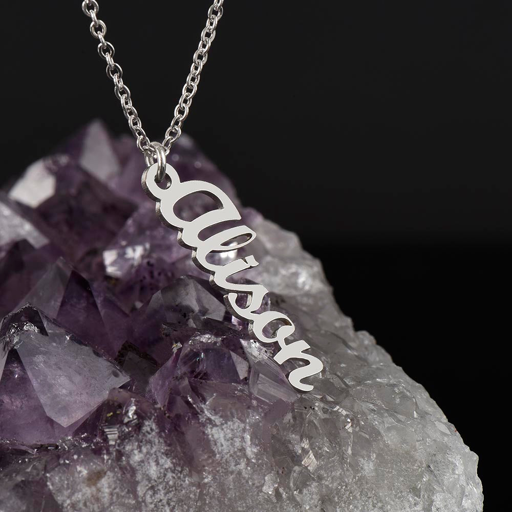 No Rain, No Flowers - Personalized Vertical Name Necklace