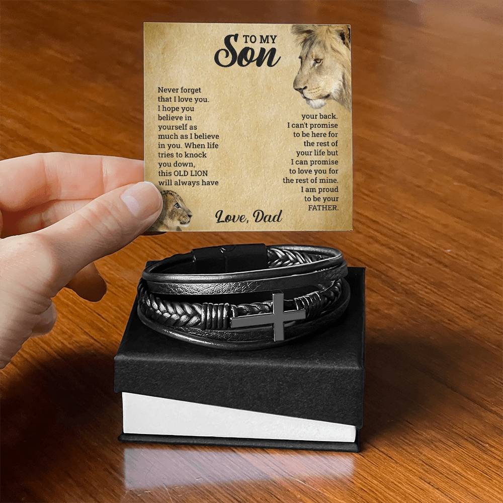 To My Son - This Old Lion - Men's Jesus Cross Bracelet