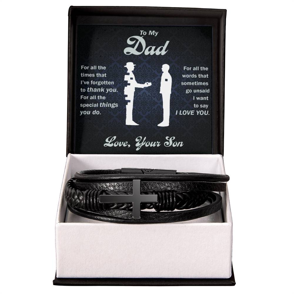 To My Dad - I Want To say I Love You - Men's Cross Bracelet