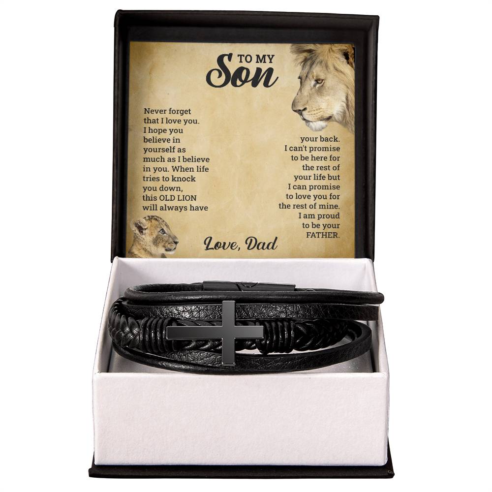 To My Son - This Old Lion - Men's Jesus Cross Bracelet