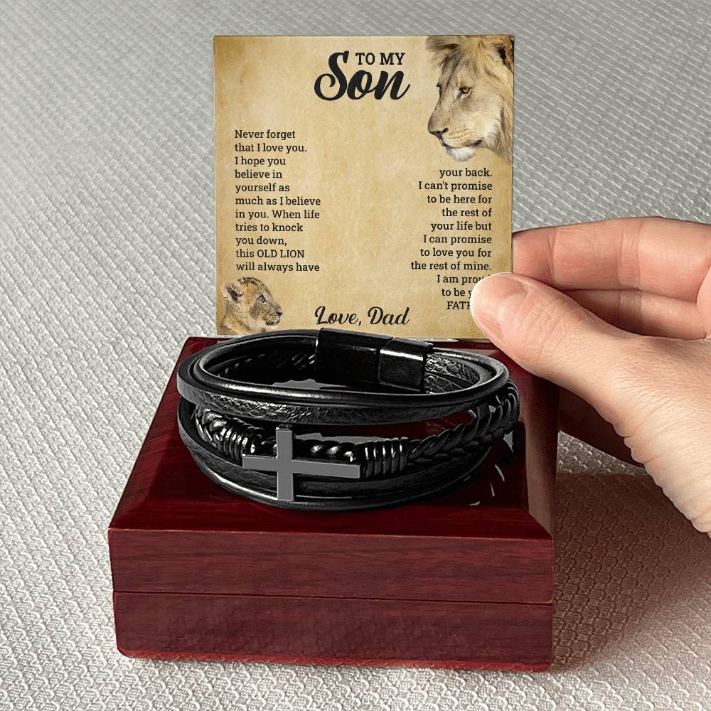 Men's Cross Bracelet | To My Son Never Forget