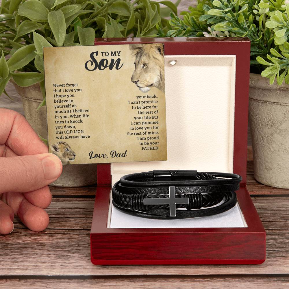 Men's Cross Bracelet | To My Son Never Forget
