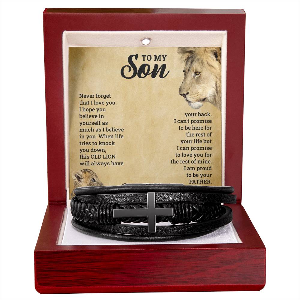 Men's Cross Bracelet | To My Son Never Forget