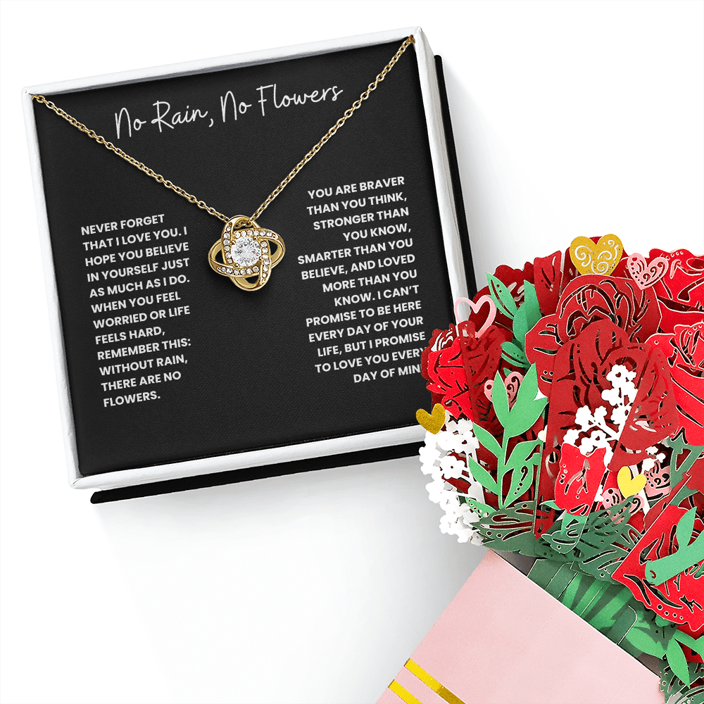 No Rain, No Flowers- Love Knot Necklace & Flower Bouquet