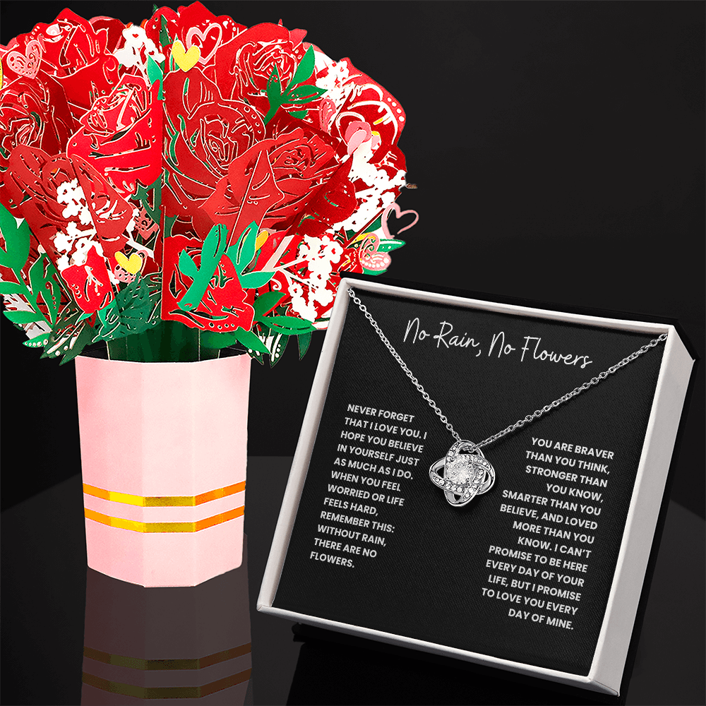 No Rain, No Flowers- Love Knot Necklace & Flower Bouquet