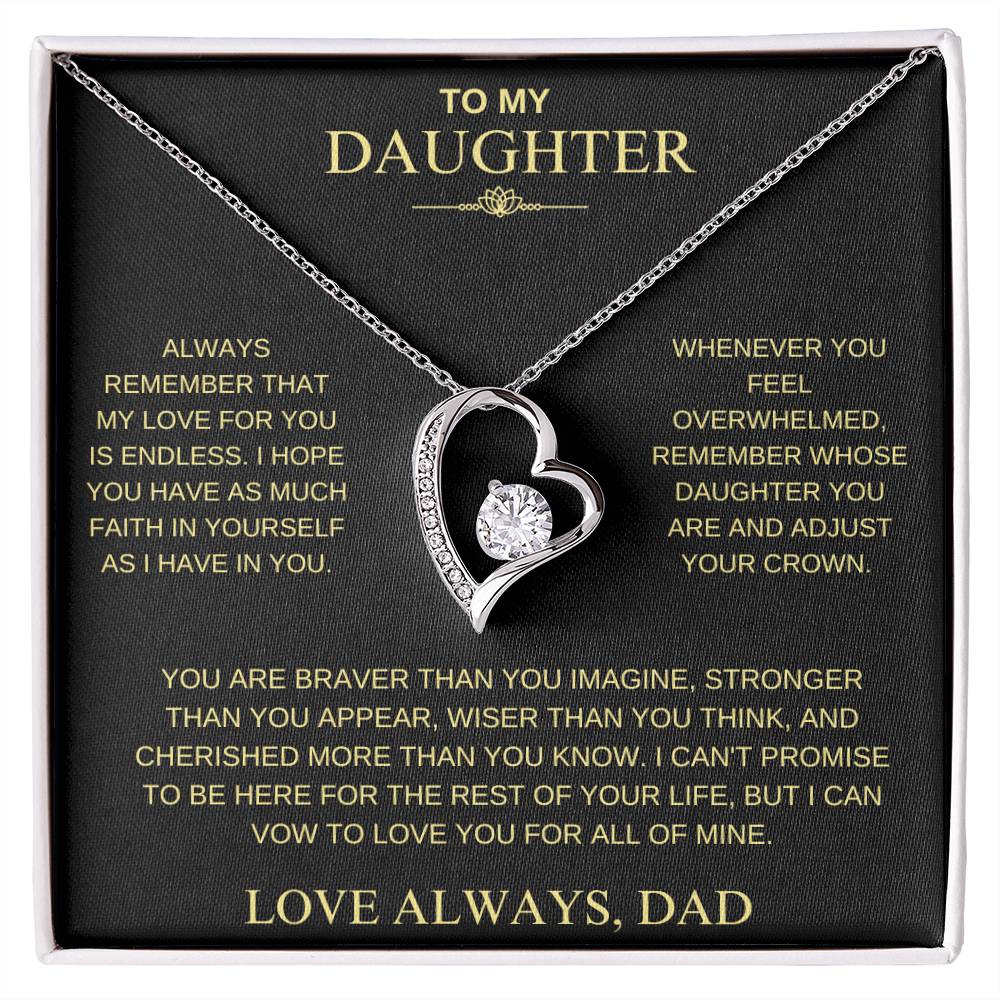 To My Daughter From Dad "Never Forget That I Love You" Heart Necklace