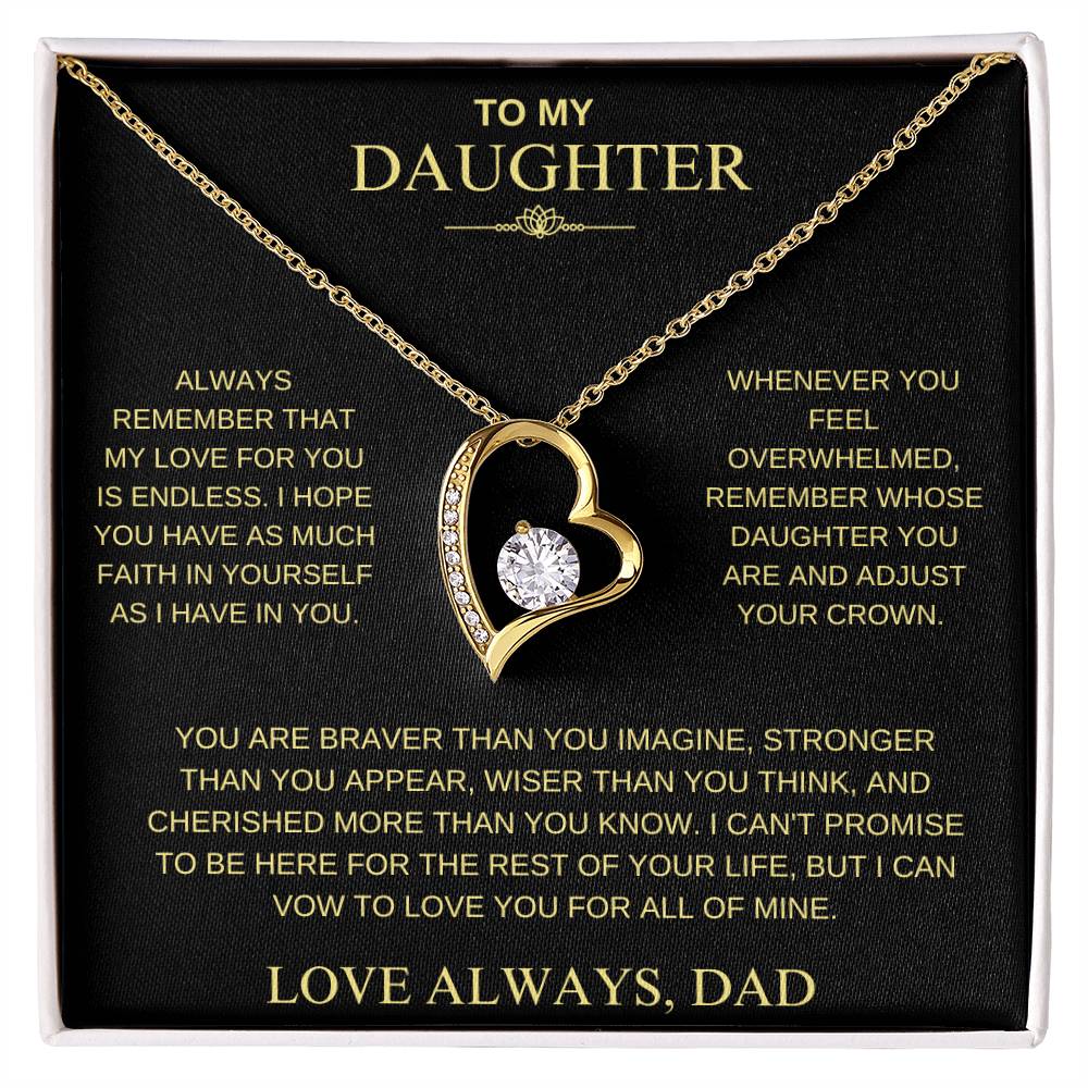To My Daughter From Dad "Never Forget That I Love You" Heart Necklace