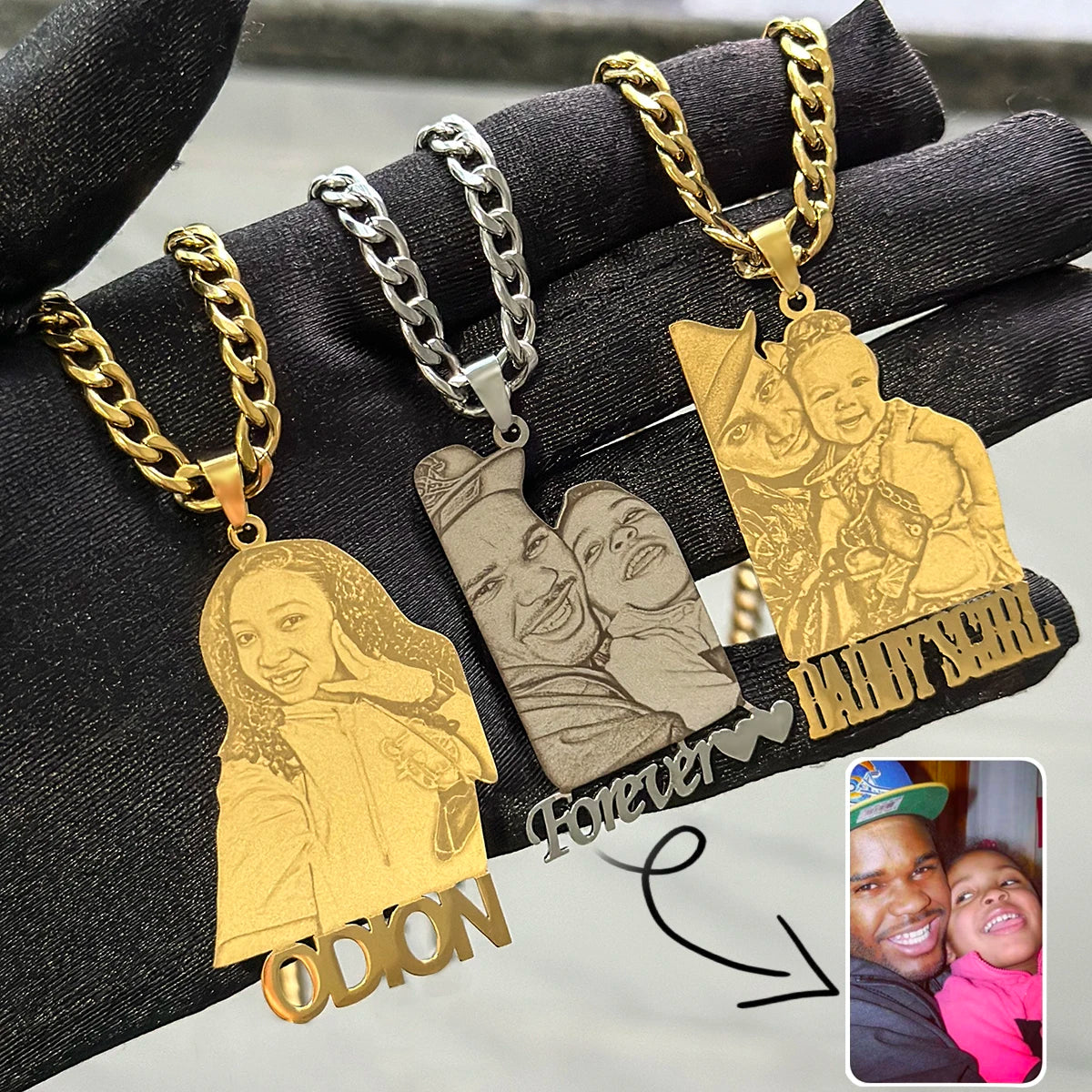 Custom Engraved Photo Necklace