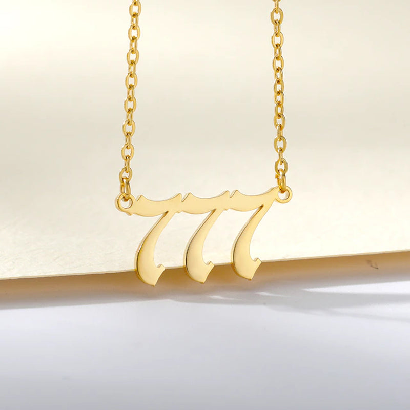 777 Angel Number Necklaces for Women Stainless Steel Couple Necklace Goth Emo Chains Collar Choker Vintage Jewelry Aesthetic