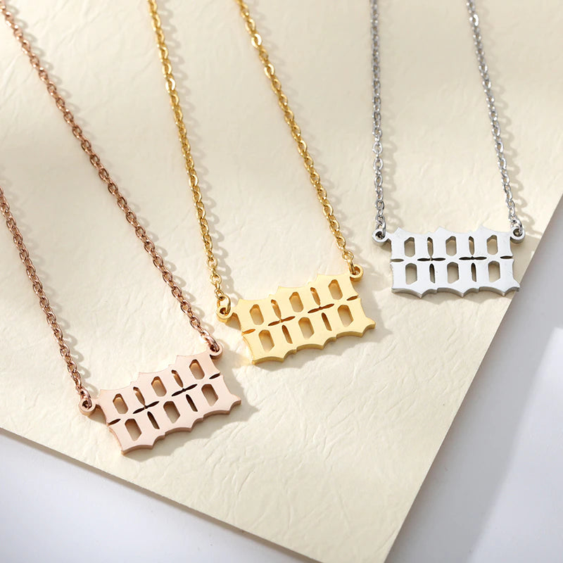 777 Angel Number Necklaces for Women Stainless Steel Couple Necklace Goth Emo Chains Collar Choker Vintage Jewelry Aesthetic