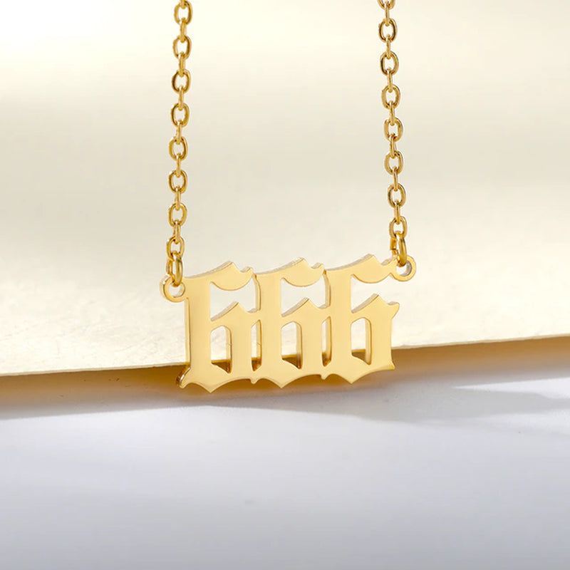 777 Angel Number Necklaces for Women Stainless Steel Couple Necklace Goth Emo Chains Collar Choker Vintage Jewelry Aesthetic