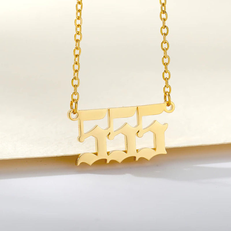 777 Angel Number Necklaces for Women Stainless Steel Couple Necklace Goth Emo Chains Collar Choker Vintage Jewelry Aesthetic