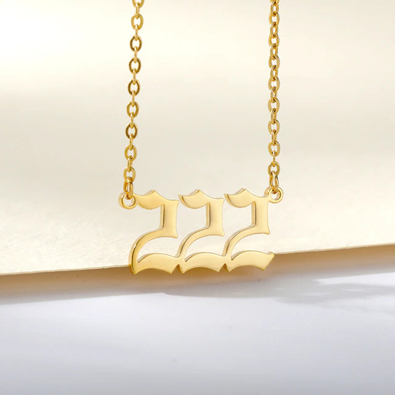 777 Angel Number Necklaces for Women Stainless Steel Couple Necklace Goth Emo Chains Collar Choker Vintage Jewelry Aesthetic