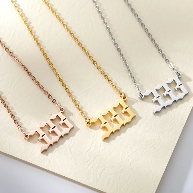777 Angel Number Necklaces for Women Stainless Steel Couple Necklace Goth Emo Chains Collar Choker Vintage Jewelry Aesthetic