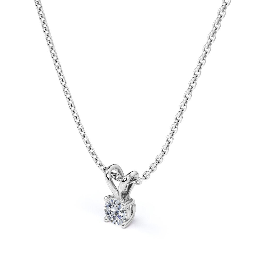 Classic round Brilliant Cut Diamond Solitaire Pendant Necklace in 18K White Gold Plating over Silver, , Female