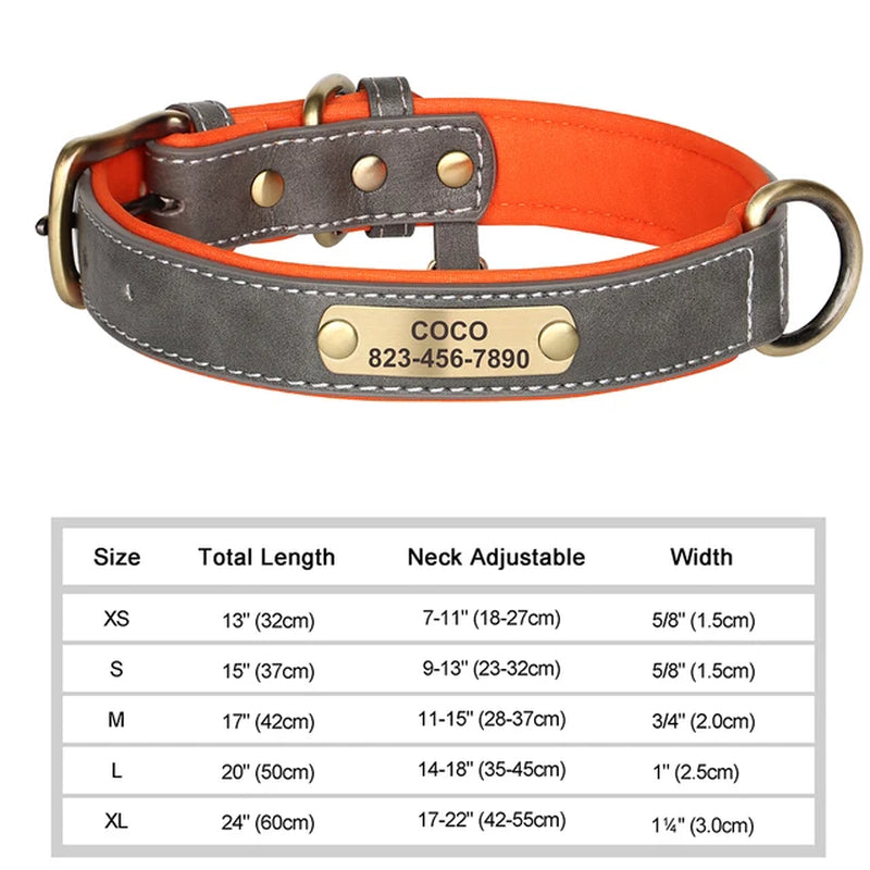 Personalized Dog Collar Custom Engraved PU Leather Dog Collars Free Engraving ID Tag Nameplate for Small Medium Large Dogs