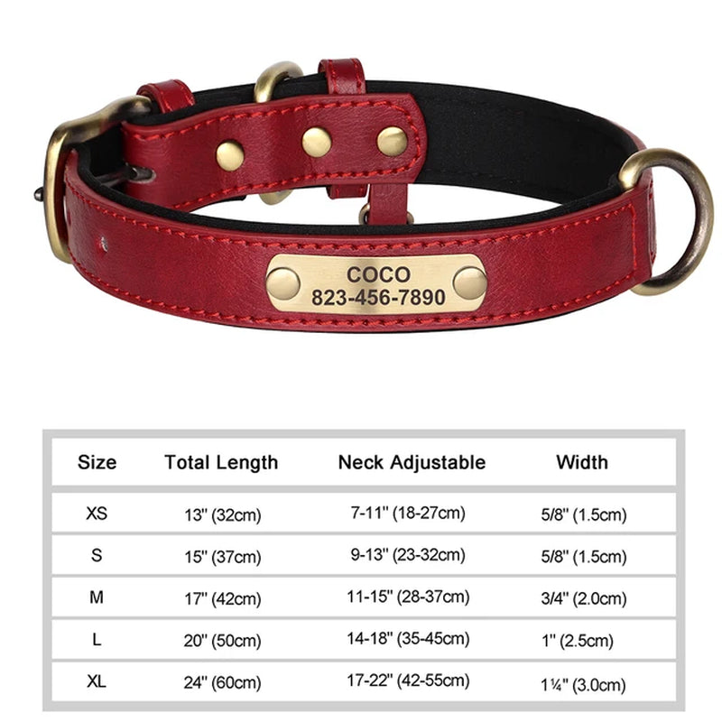 Personalized Dog Collar Custom Engraved PU Leather Dog Collars Free Engraving ID Tag Nameplate for Small Medium Large Dogs