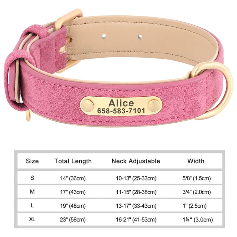 Personalized Dog Collar Custom Engraved PU Leather Dog Collars Free Engraving ID Tag Nameplate for Small Medium Large Dogs