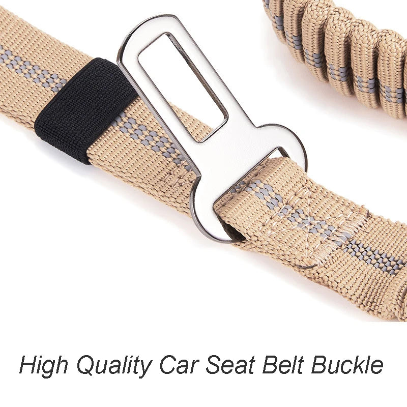 Heavy Duty Tactical Bungee Dog Leash & Car Seatbelt 