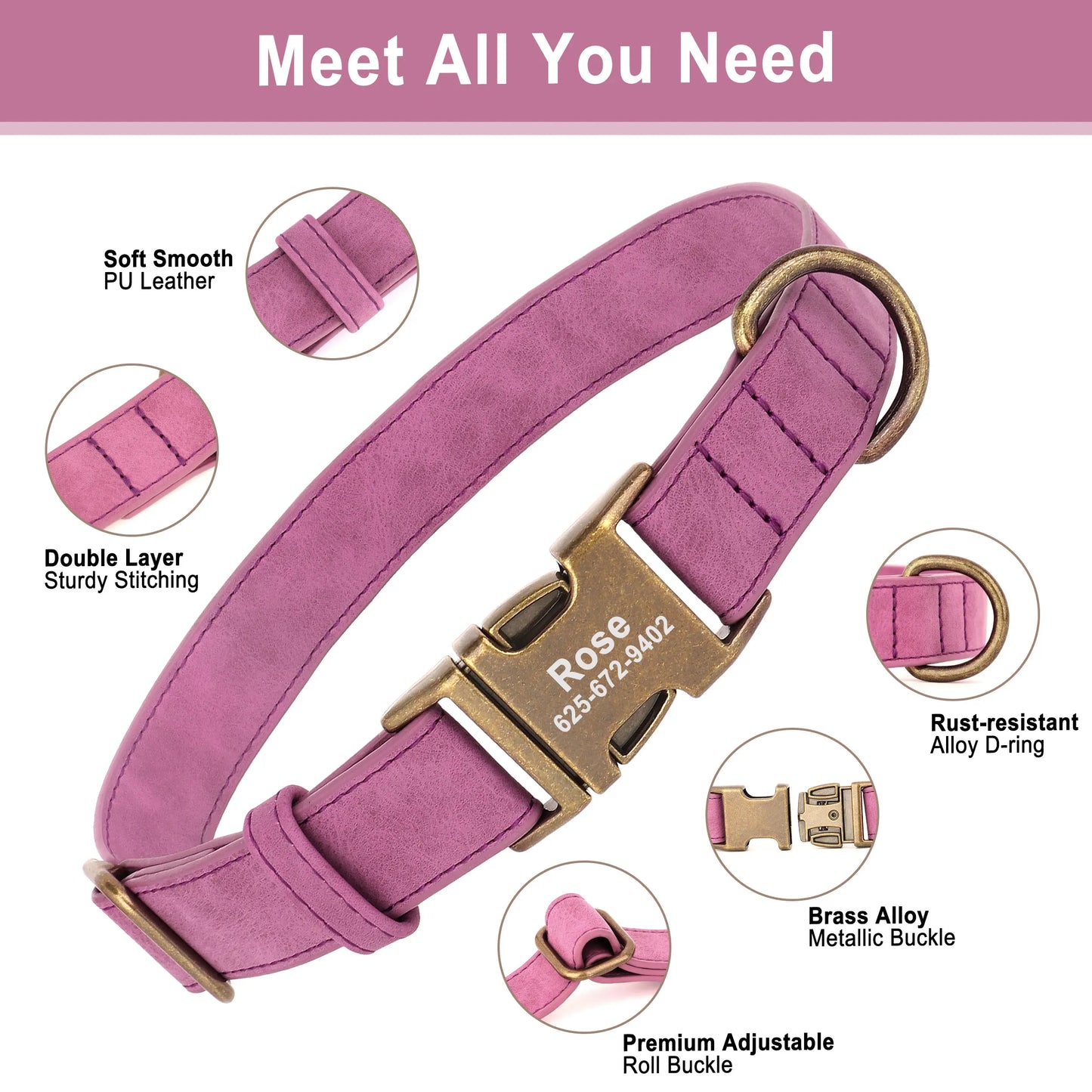 Personalized Engraved Buckle Pet Collars