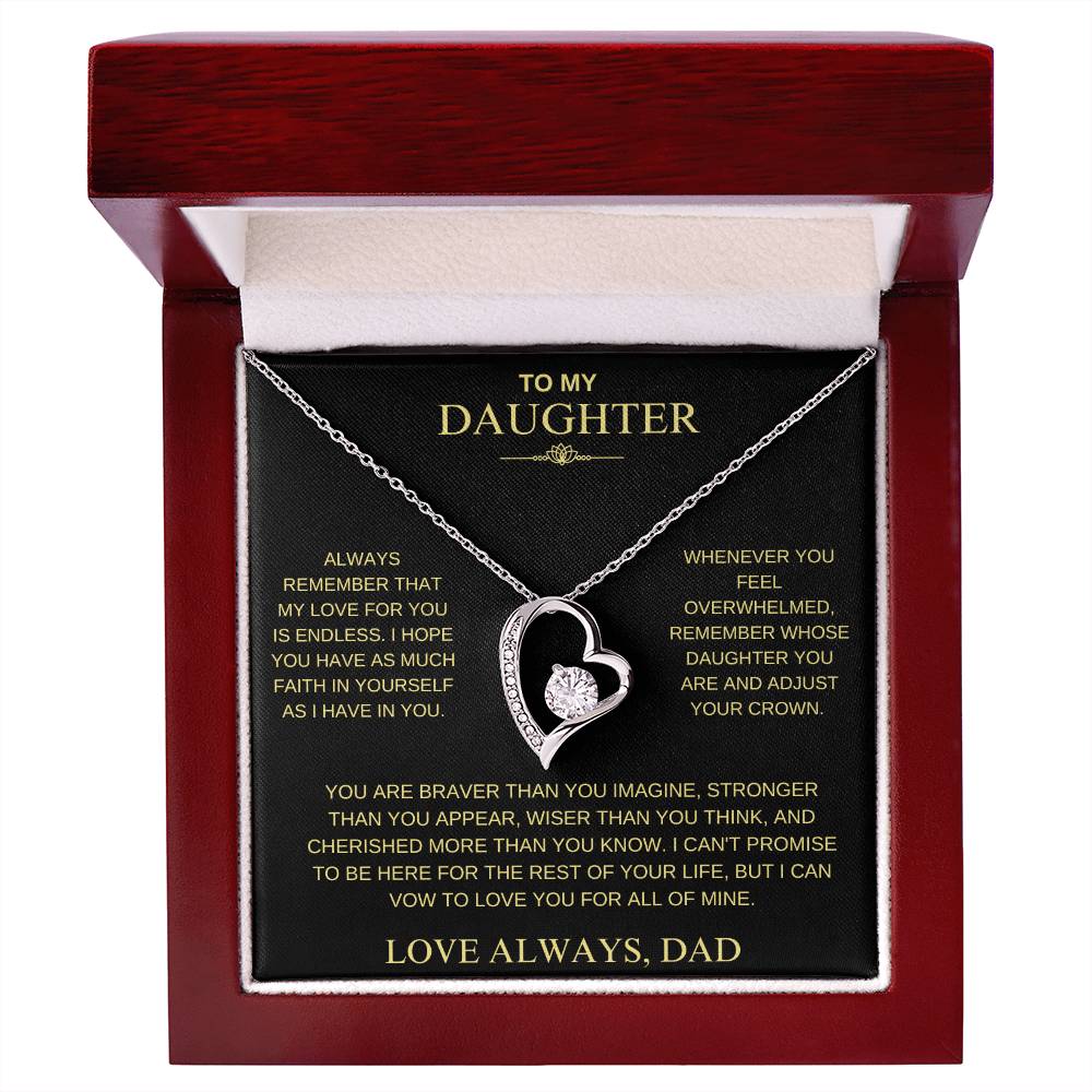 To My Daughter From Dad "Never Forget That I Love You" Heart Necklace