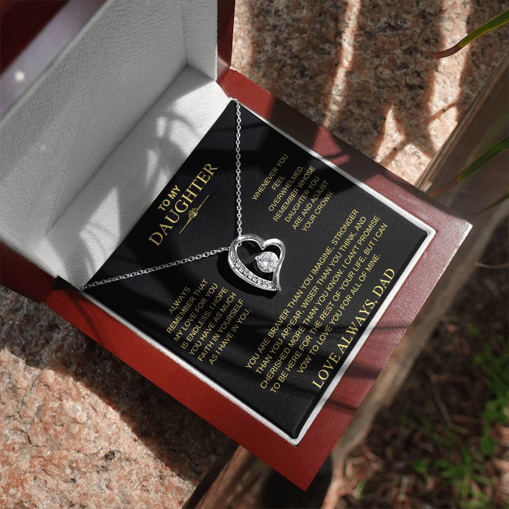 To My Daughter From Dad "Never Forget That I Love You" Heart Necklace