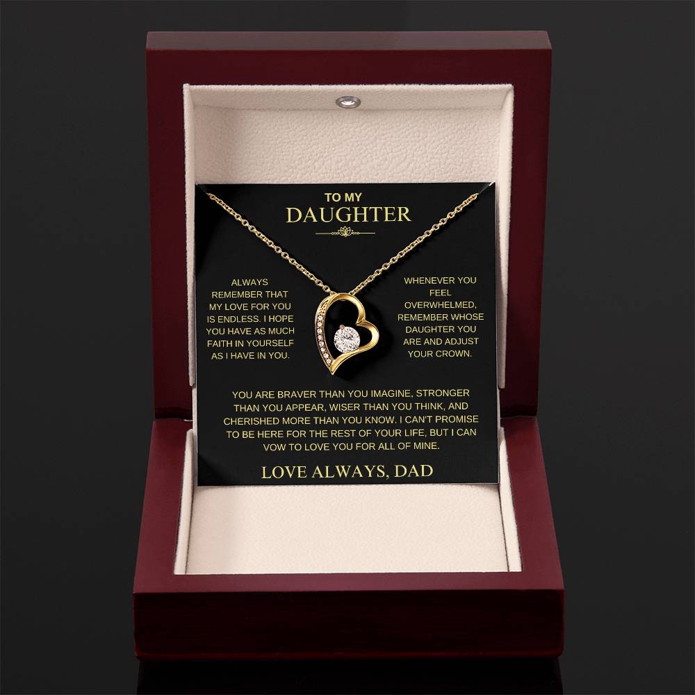 To My Daughter From Dad "Never Forget That I Love You" Heart Necklace