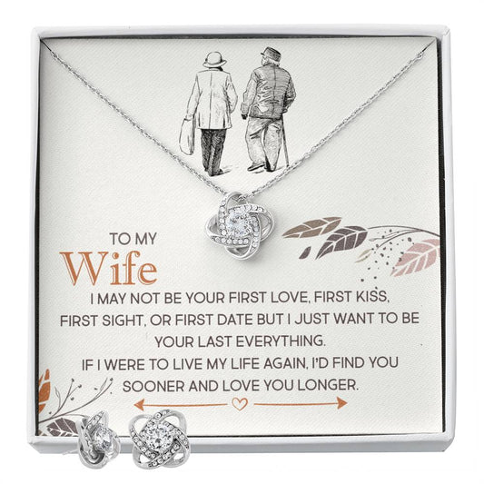 To My Wife - Find You Sooner And Love You Longer - Love Knot Necklace & Earring Set