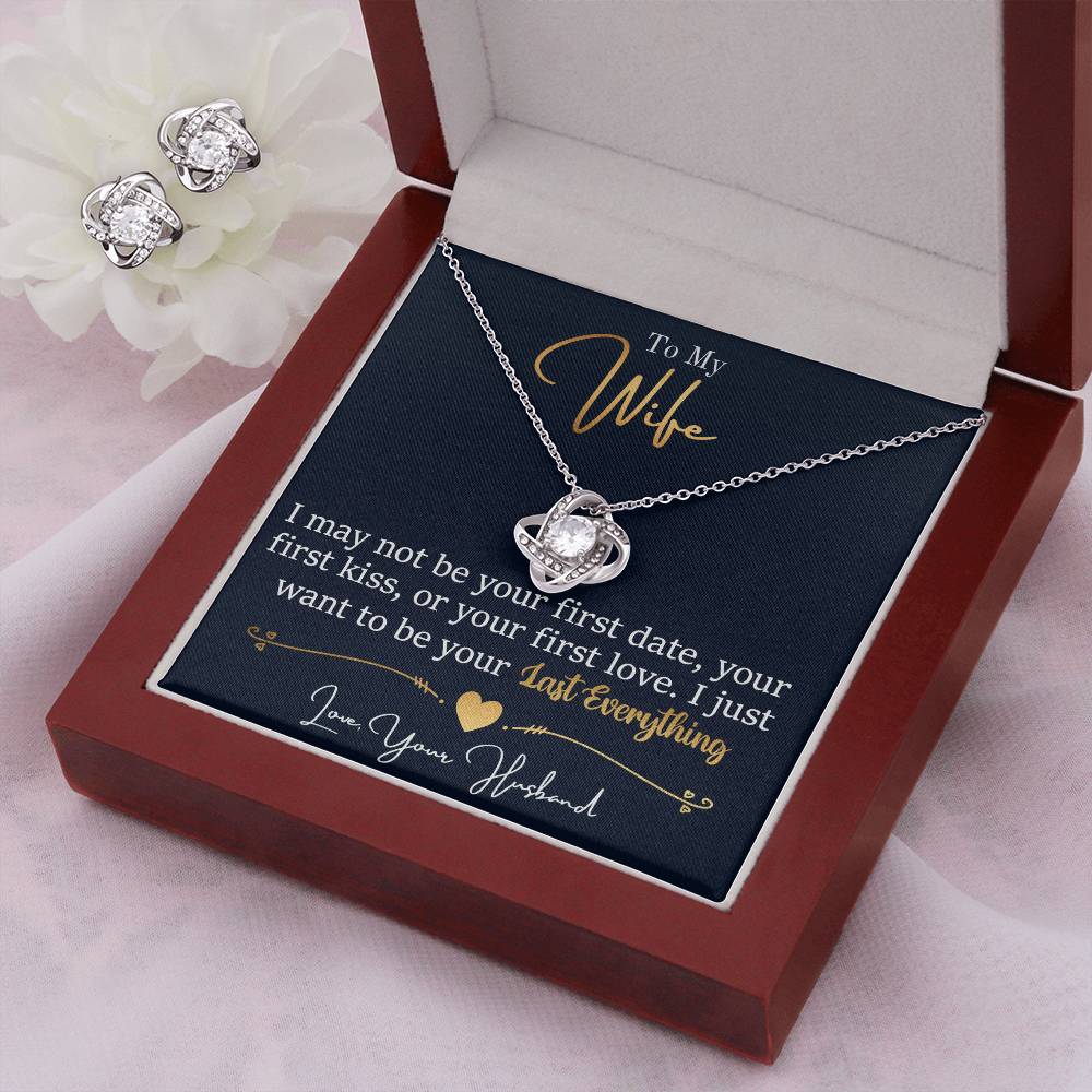 To My Wife - Your Last Everything - Love Knot Necklace & Earring Set