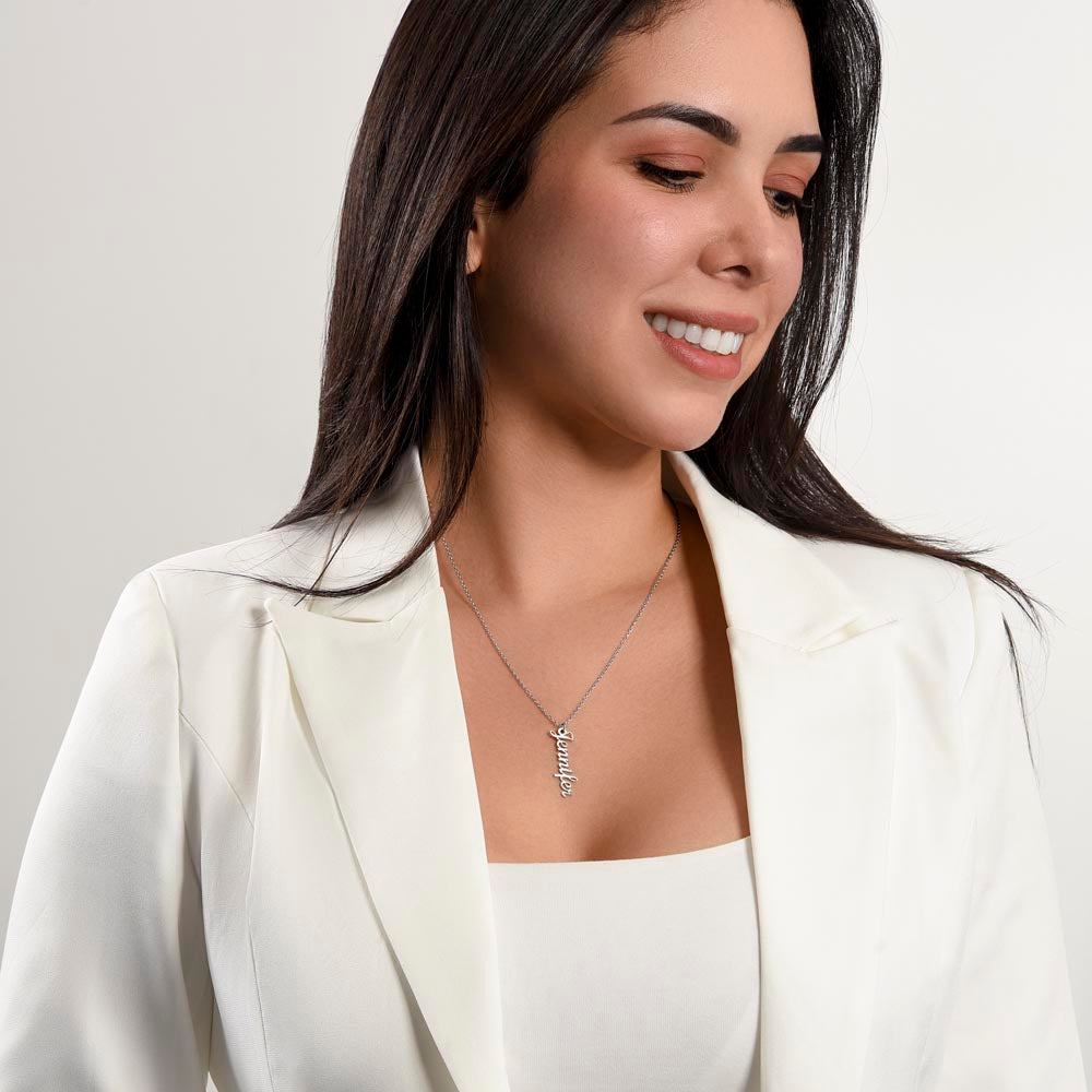 No Rain, No Flowers - Personalized Vertical Name Necklace